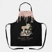 Cake Mixer Blume Rose Gold Tropfen Bäckerei Schwar Schürze (Vorderseite)