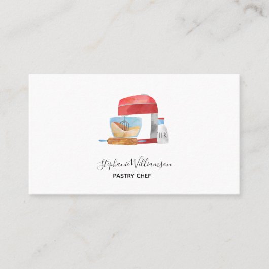 Cake Mixer Modernes Wasserfarbengebäck Visitenkarte (Vorderseite)
