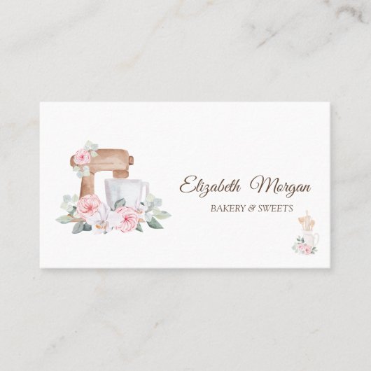 Cake Mixer,Whisk,Rolling-Button-Blume Visitenkarte (Vorderseite)