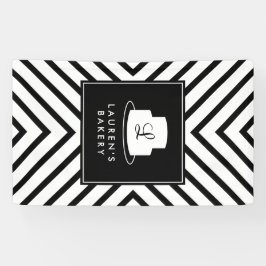 Cake Monogram Logo mit Mod Strip Muster Bäckerei Banner