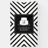 Cake Monogram Logo mit Mod Strip Muster Bäckerei Banner (Vertikal)
