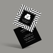 Cake Monogram Logo mit Mod Strip Muster Bäckerei Quadratische Visitenkarte