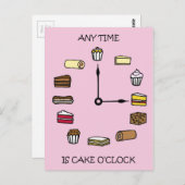Cake O'clock Cake Lovers Cartoon Postkarte (Vorne/Hinten)