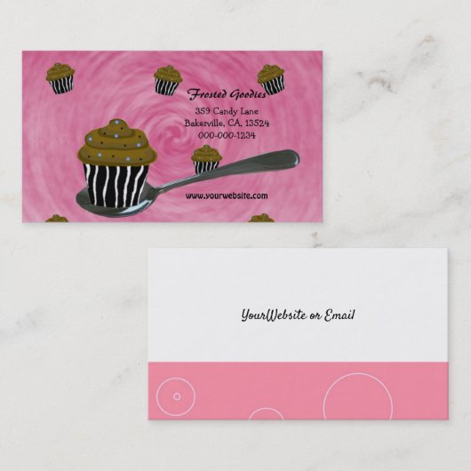 Cake on a Spoon Design Business Card Visitenkarte (Vorne/Hinten)