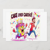 Cake Over Cardio Funny Geburtstag Einladung (Vorne/Hinten)