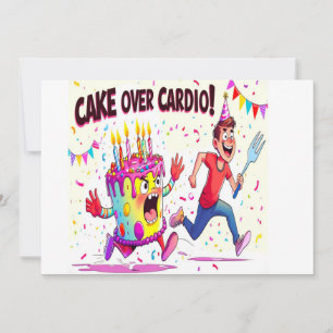 Cake Over Cardio Funny Geburtstag Einladung