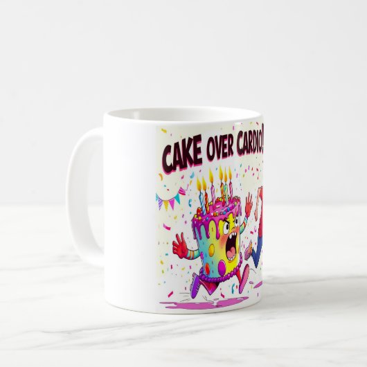 Cake Over Cardio Funny Geburtstag Kaffeetasse (Vorderseite Links)