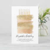 Cake Party Einladung Gold Funkelnd Girls 10. Gebur (Stehend Vorderseite)