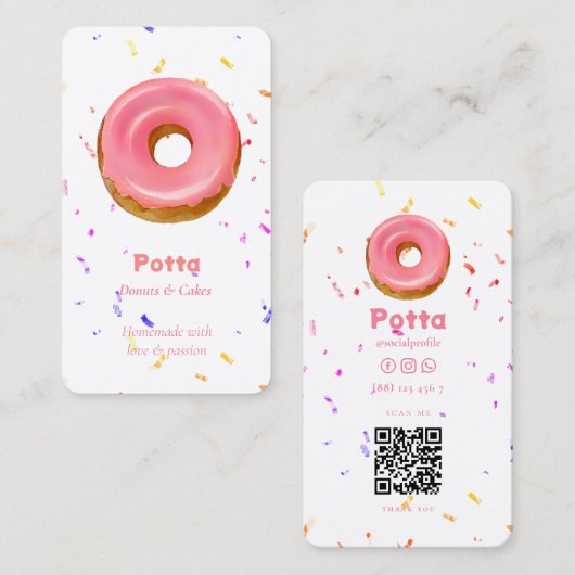 CAKE PATISSERIE CUPCAKE BAKERY DONUT QR CODE VISITENKARTE (Vorne/Hinten)