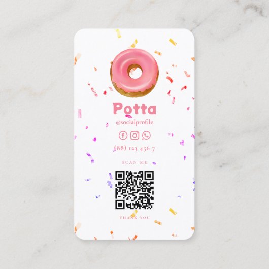 CAKE PATISSERIE CUPCAKE BAKERY DONUT QR CODE VISITENKARTE (Rückseite)