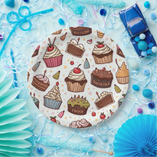 Cake Pattern Paper Napkin Pappteller (Party)