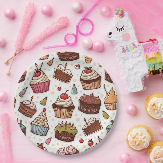 Cake Pattern Paper Napkin Pappteller (Party)
