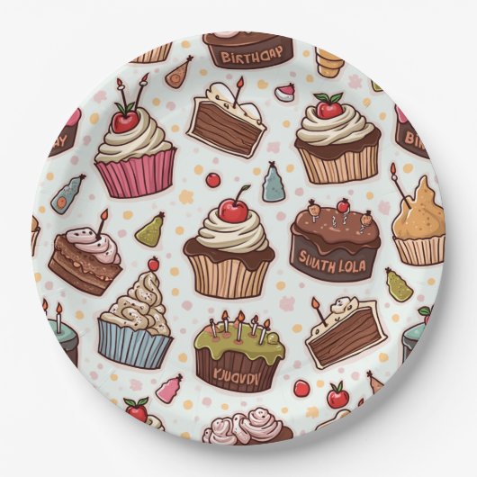 Cake Pattern Paper Napkin Pappteller (Vorderseite)