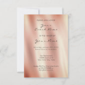 Cake Pink Rose Gold Kristalle Vorhänge Seide Glitz Einladung (Rückseite)