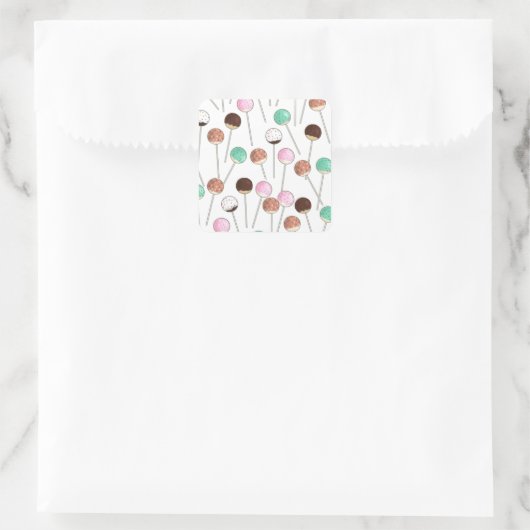Cake Pop Design Quadratischer Aufkleber (Tasche)