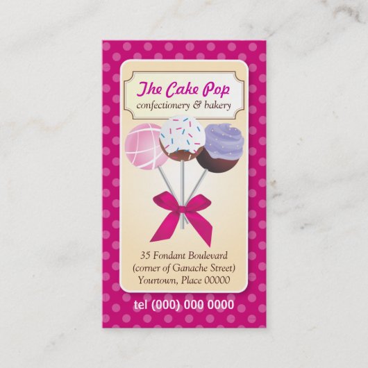 Cake Pop Dots Business Card Visitenkarte (Vorderseite)
