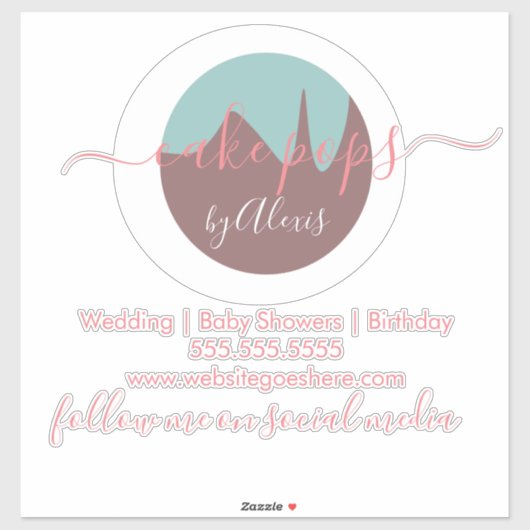 Cake Pop Logo Bakery Business Car Sticker (Blatt)