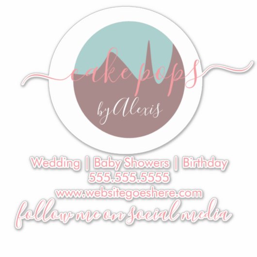 Cake Pop Logo Bakery Business Car Sticker (Vorderseite)