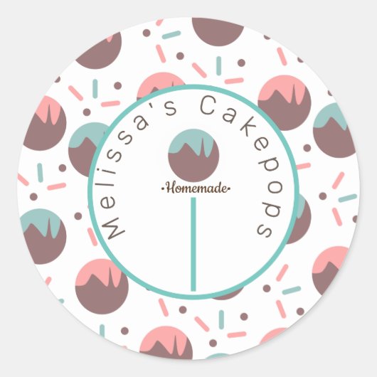 Cake Pop Logo hausgemachte Bäckerei Sprinklen Runder Aufkleber (Vorderseite)