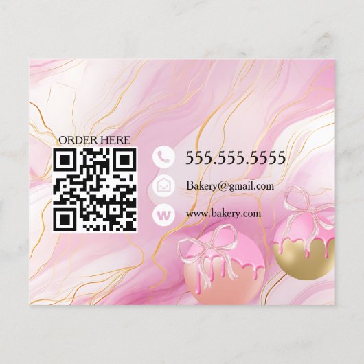 Cake Pops Baker Bakery Treats Pink Flyer (Hinten)