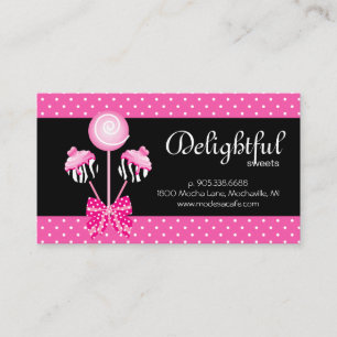Cake Pops Business Card Bäckerei Dots Retro Schwa Visitenkarte