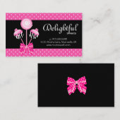Cake Pops Business Card Bäckerei Dots Retro Schwar Visitenkarte (Vorne/Hinten)
