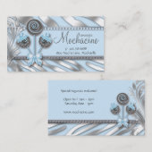 Cake Pops Business Card Bäckerei Silver Blue Zebra Visitenkarte (Vorne/Hinten)