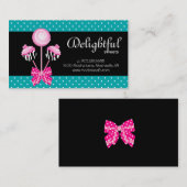 Cake Pops Business Card Bäckerei Zebra Retro Blue Visitenkarte (Vorne/Hinten)