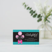 Cake Pops Business Card Bäckerei Zebra Retro Blue Visitenkarte (Stehend Vorderseite)