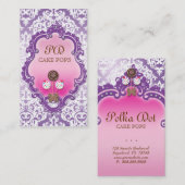 Cake Pops Business Card Retro Damask Rosa Lila Visitenkarte (Vorne/Hinten)