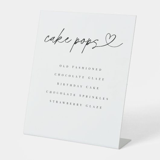 Cake Pops Flavors Dessert Table Wedding Party Sign Sockelschild (Vorderseite)