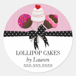 Cake Pops Pink Bakery Box Siegel Runder Aufkleber