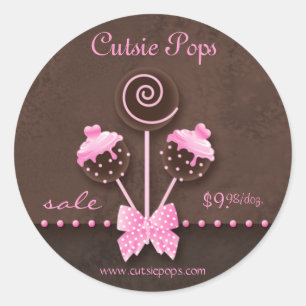 Cake Pops Stickers Bäckerei Vintag Rosa Braun Süßi