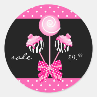 Cake Pops Stickers Bäckerei Zebra Pink Black Retro