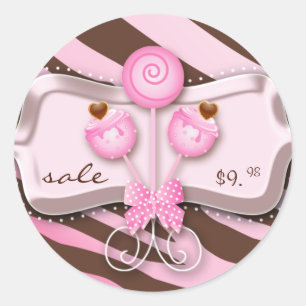 Cake Pops Stickers Bäckerei Zebra Pink Brown Candy