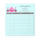 Cake Pops und Cupcake Aqua Empfangsformular Notizblock (Vorderseite)
