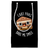 Cake Puns Bake Me Lächeln Funny Food Puff Dark BG Kleine Geschenktüte (Vorderseite)