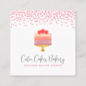 Cake QR Code Rosa Ombre Sprinkles Konditorei Koch Quadratische Visitenkarte (Vorderseite)