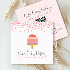Cake QR Code Rosa Ombre Sprinkles Konditorei Koch Quadratische Visitenkarte