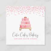 Cake QR Code Rosa Sprinklen Konditorei Koch Chic Quadratische Visitenkarte (Vorderseite)