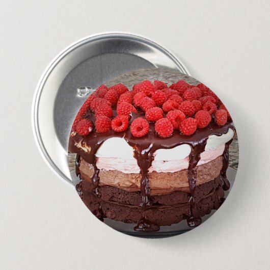 Cake Raspberry Chocolate Erdbeere Vanilla Club Button (Vorne & Hinten)