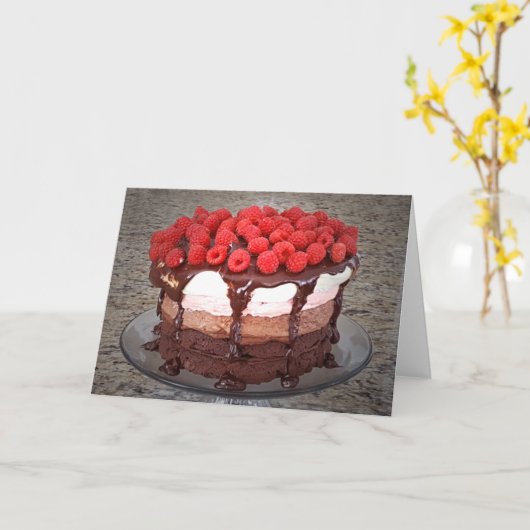 Cake Raspberry Chocolate Erdbeere Vanilla Club Karte (Gelbe Blume)