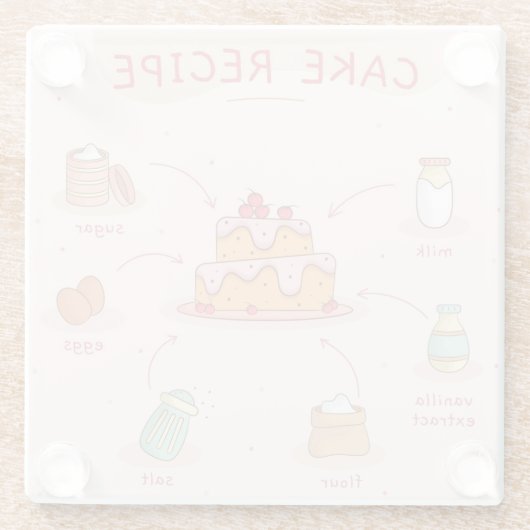 Cake Recipe Glass Untersetzer (Rückseite)