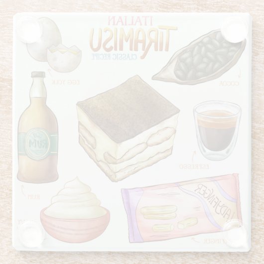 Cake Recipe Glass Untersetzer (Rückseite)