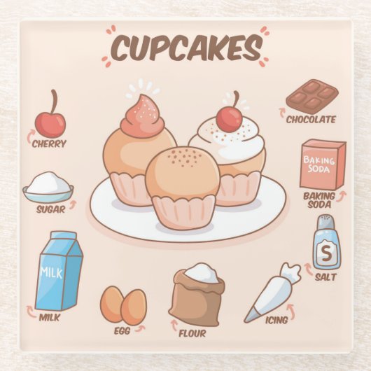 Cake Recipe Glass Untersetzer (Vorderseite)