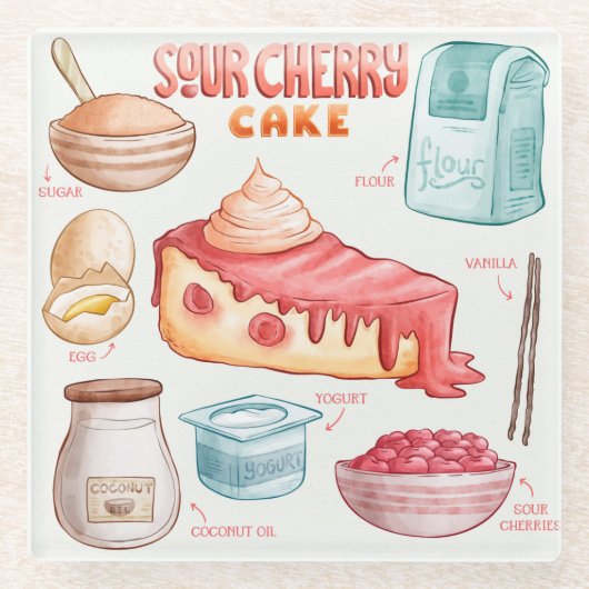 Cake Recipe Glass Untersetzer (Vorderseite)