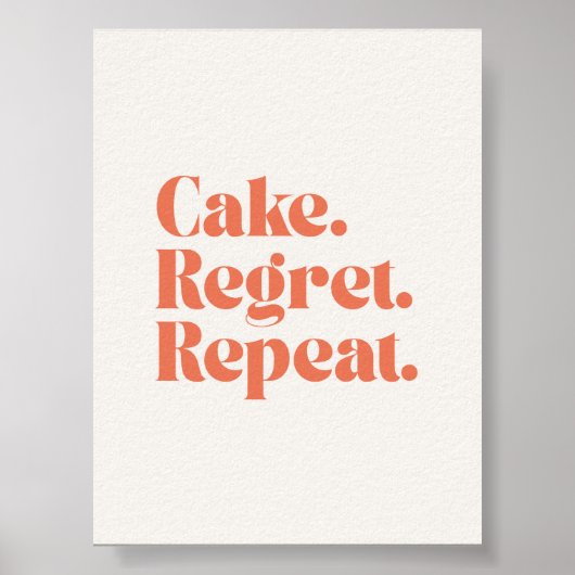 Cake Regret Repeat – Fun Quote Poster (Vorne)