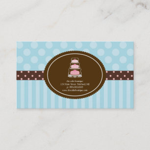 Cake Shop Blue Polka Dot Stripes Visitenkarten Visitenkarte
