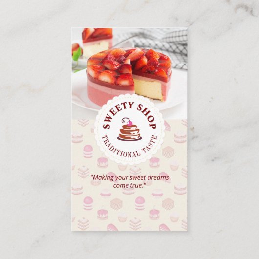 Cake Shop Business | Traditionelles Geschmacksgesc Visitenkarte (Rückseite)
