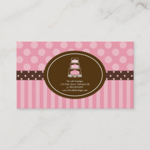 Cake Shop Pink Polka Dot Stripes Business Cards Visitenkarte